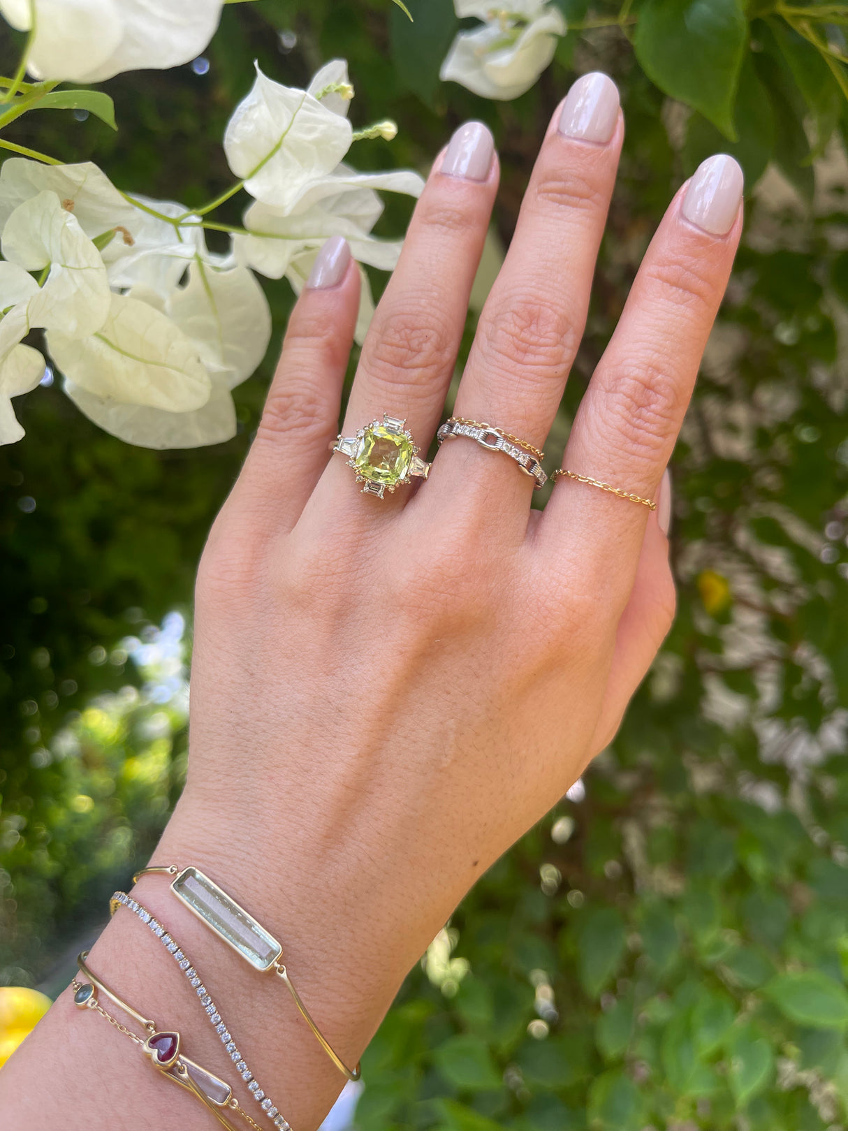 Yellow Chrysoberyl & Diamond Ring