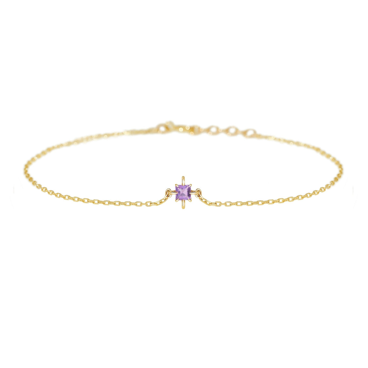 February Birthstone Amethyst Bracelet 14k gold stackable design
