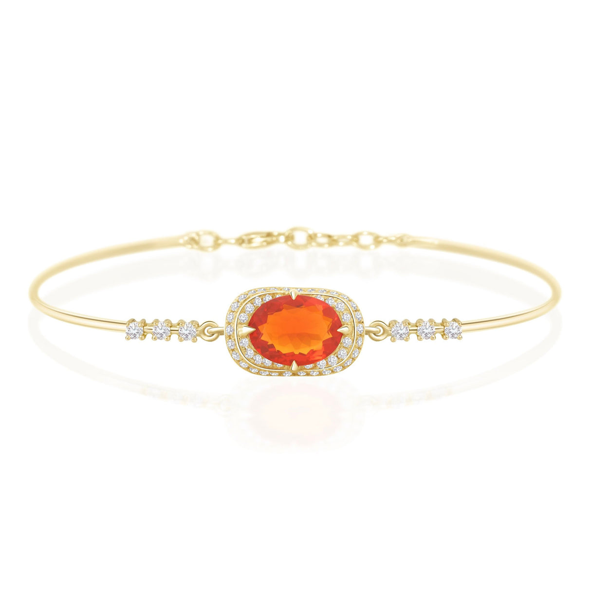 Fire Opal & Diamond Aurora Bangle
