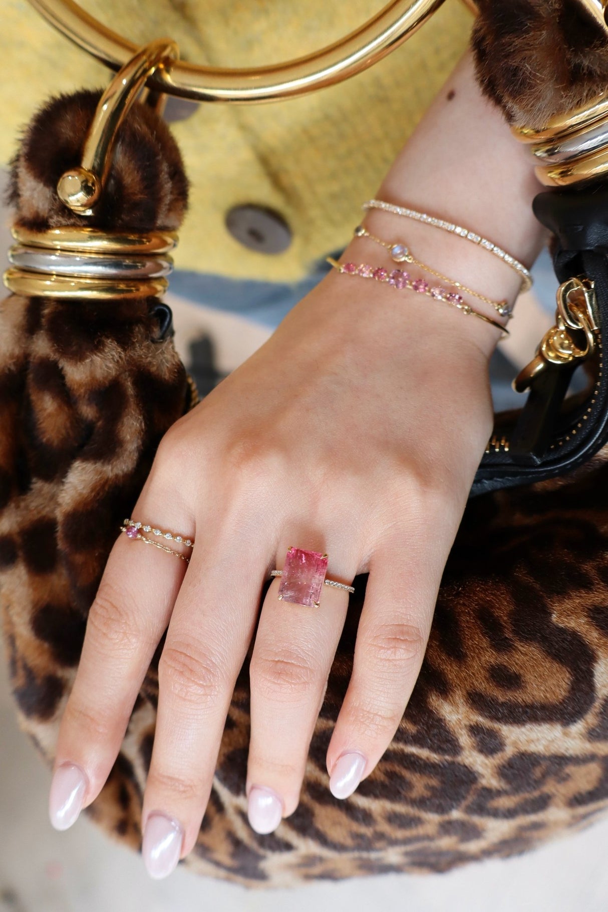 Flamingo Watermelon Tourmaline & Diamond Ring