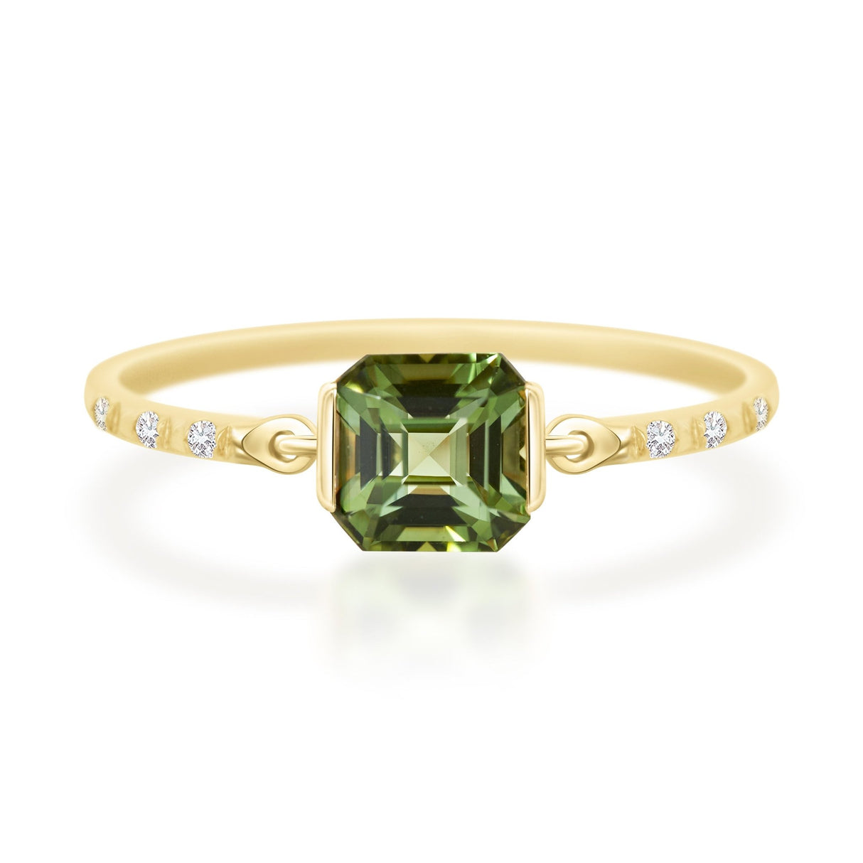 Forrest Green Tourmaline Petite Circle Diamond Ring