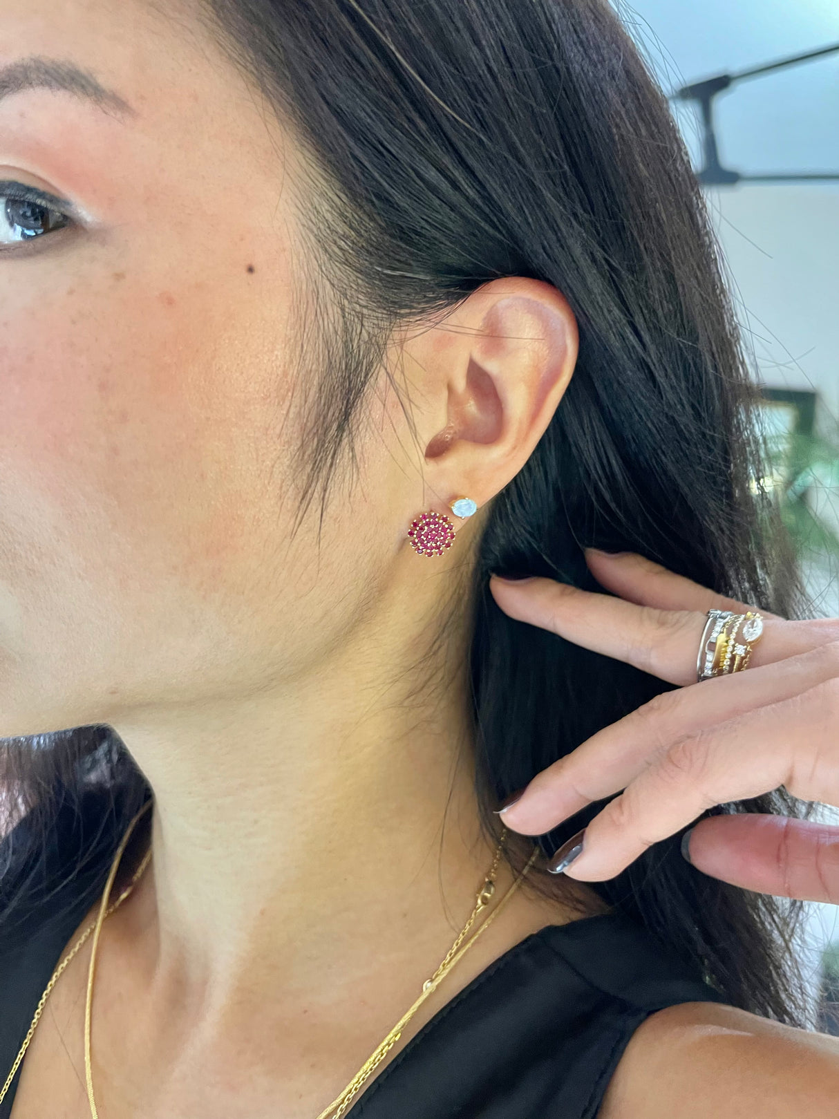 Gemstone Flower Earrings