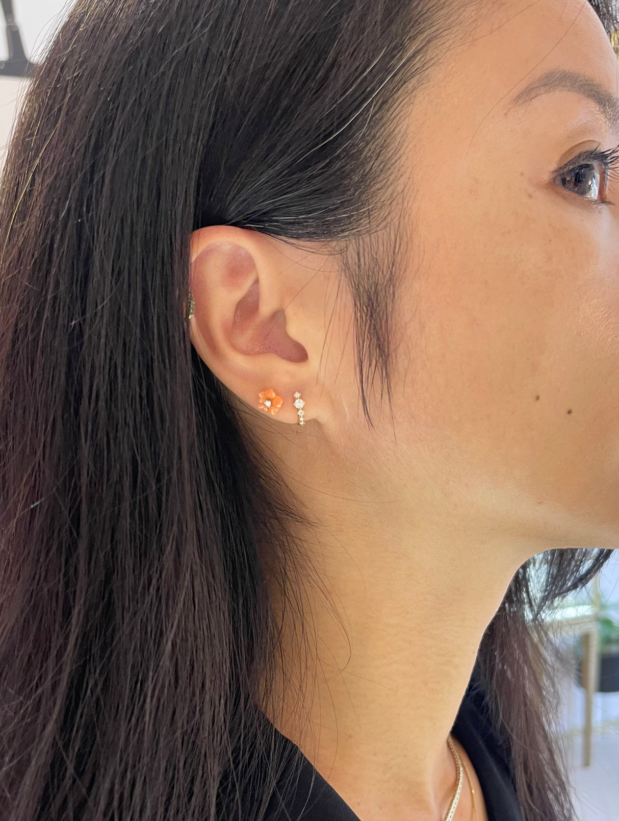 Coral & Diamond Flora Stud