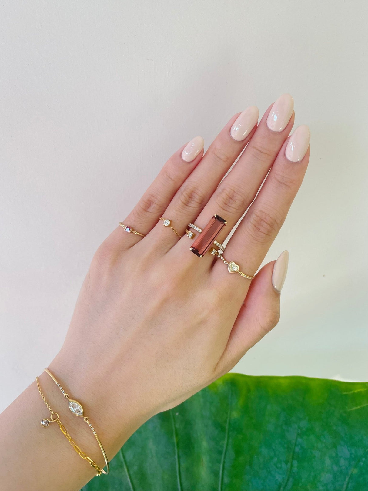 Pink Tourmaline & Diamond Bar Supreme Ring