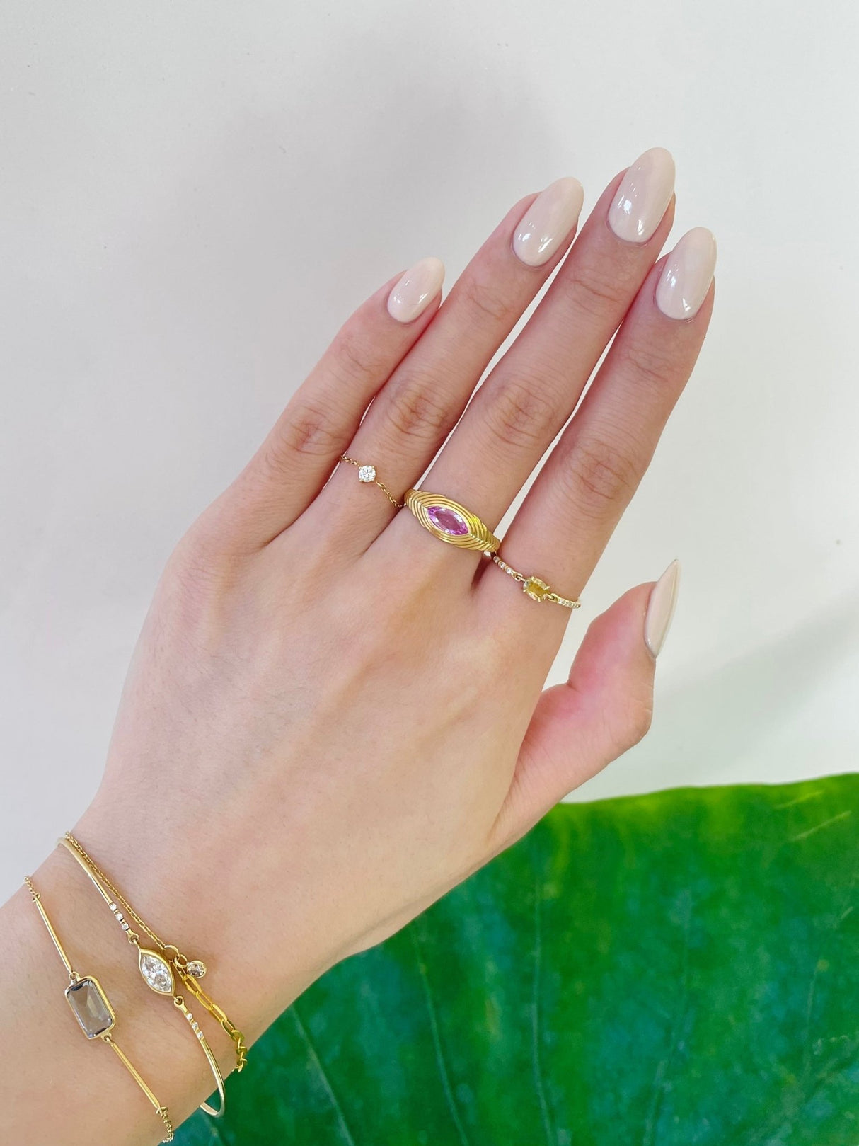 Pink Sapphire Pyramid Eye Ring