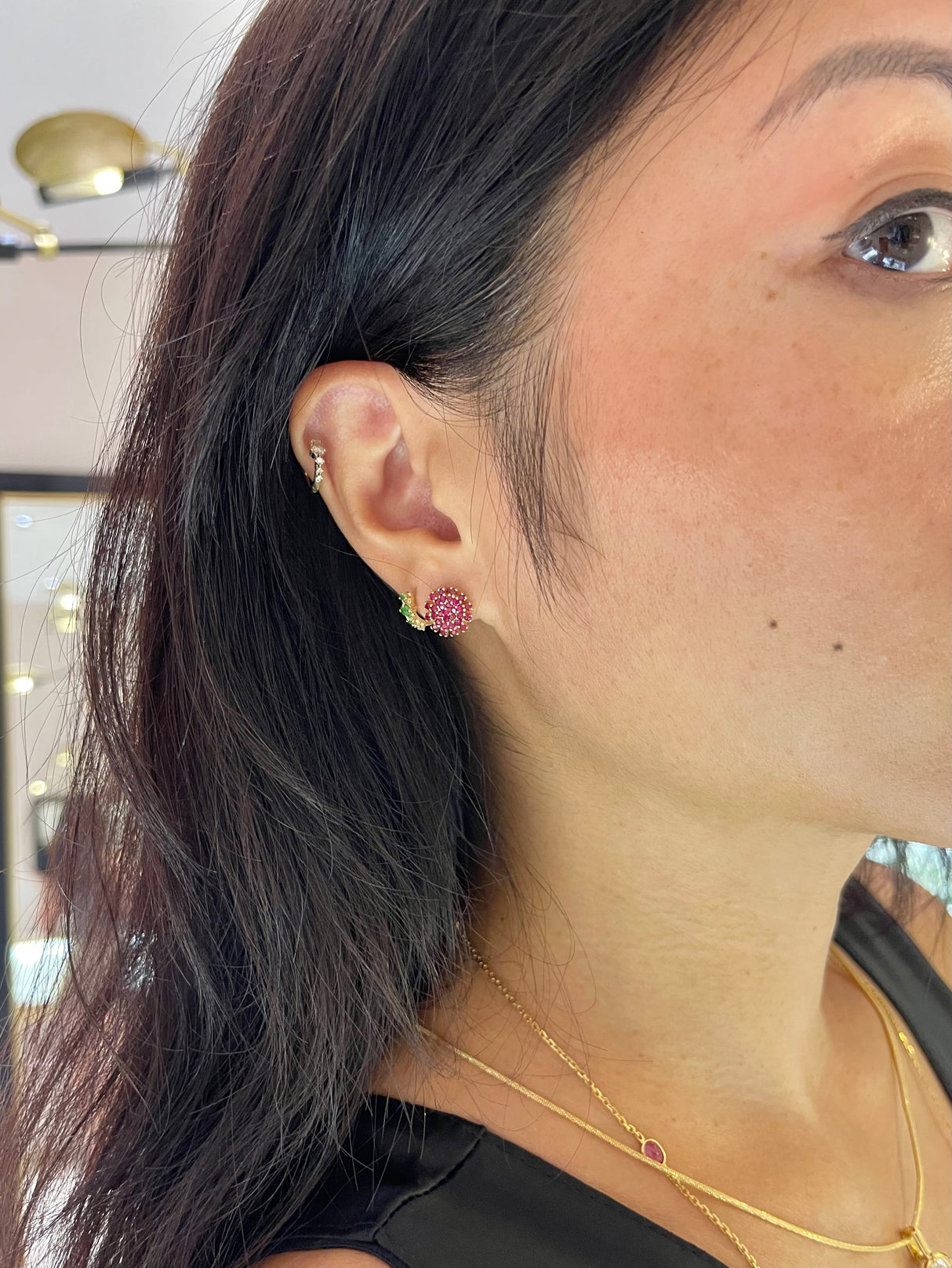 Gemstone Flower Earrings