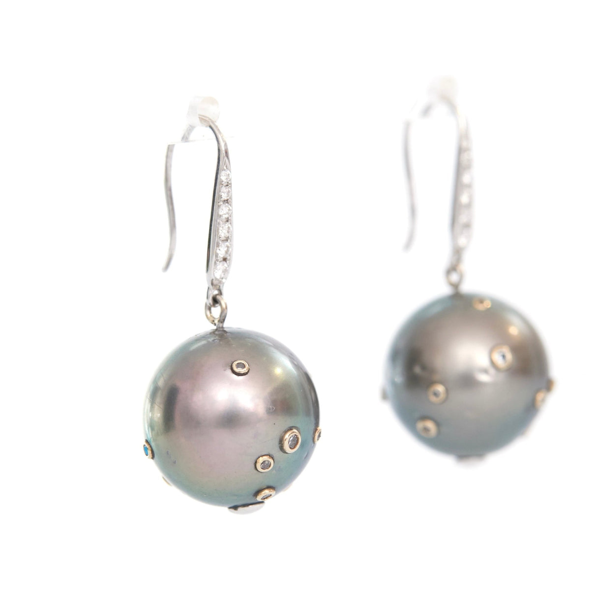 Black Pearl & Diamond Constellation Earrings