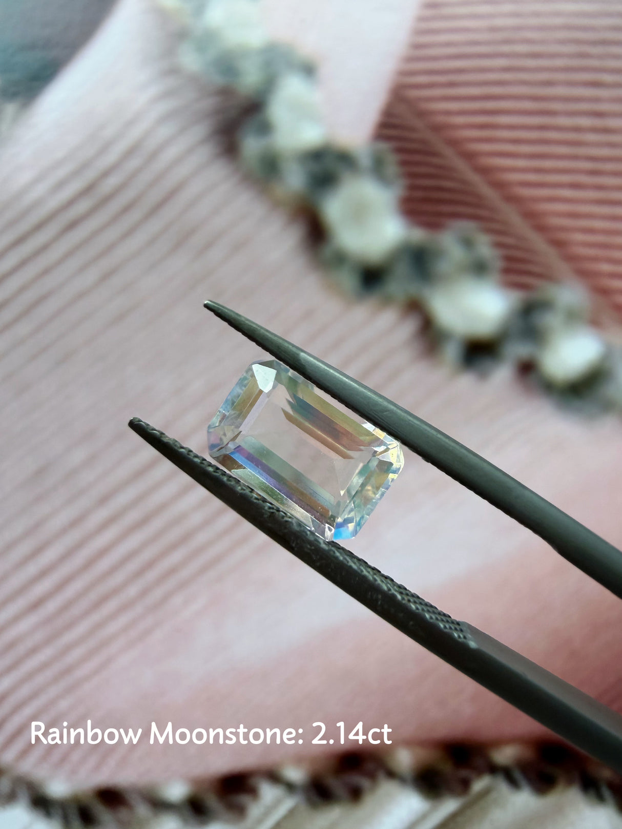 Gemstone Customization Rainbow Moonstone Pear 2.14ctst