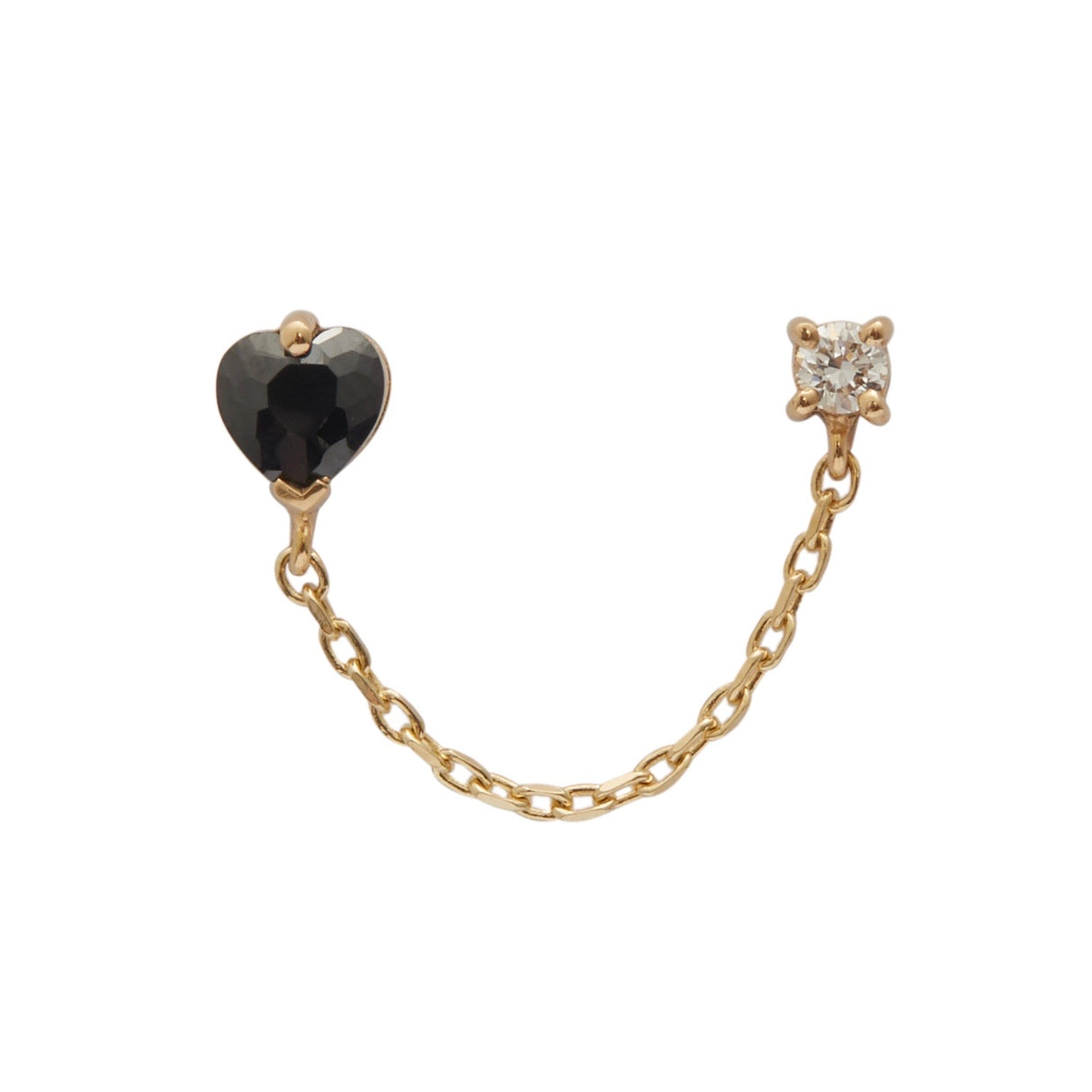 Gemstone Heart & Diamond Chain Earring