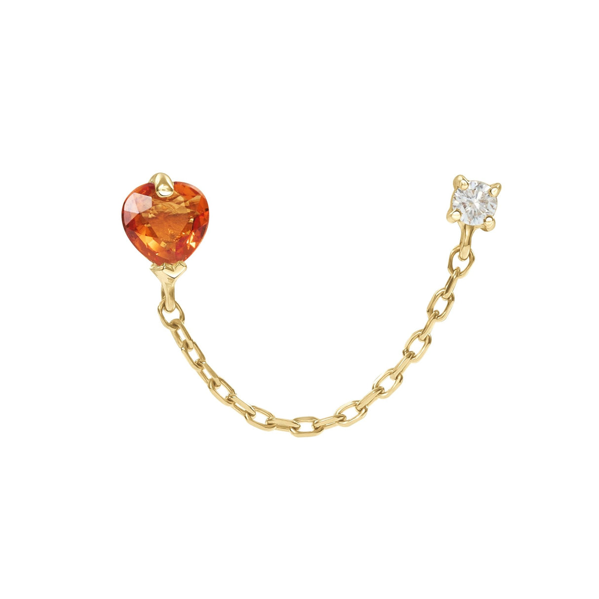 Gemstone Heart & Diamond Chain Earring