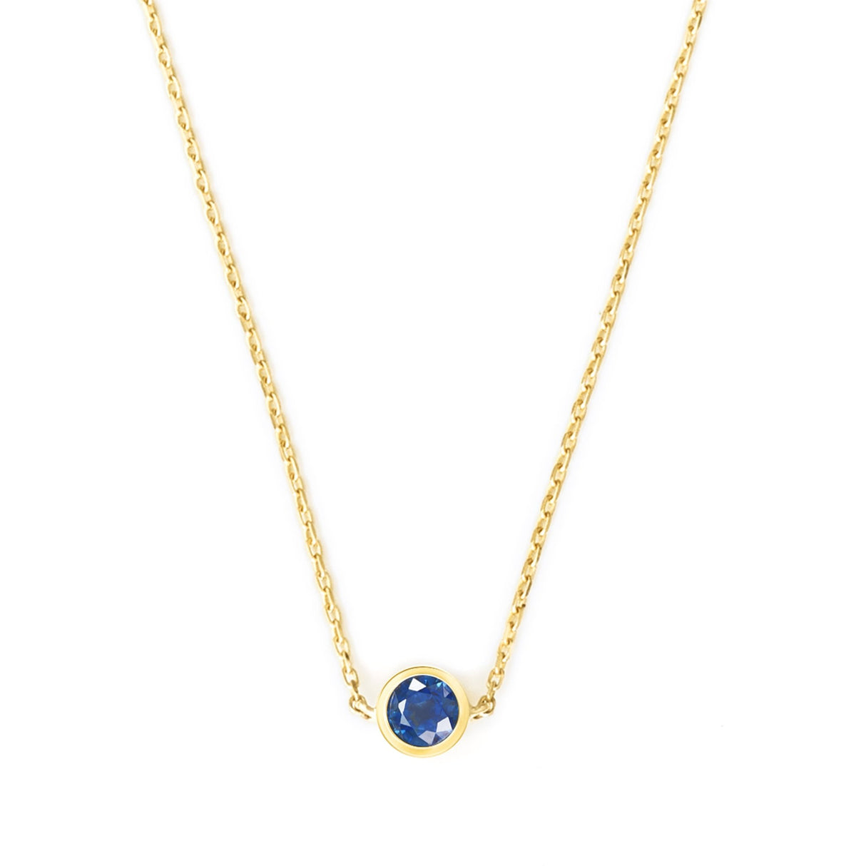 Gemstone Petite Button Necklace 18K gold handmade fine jewelry