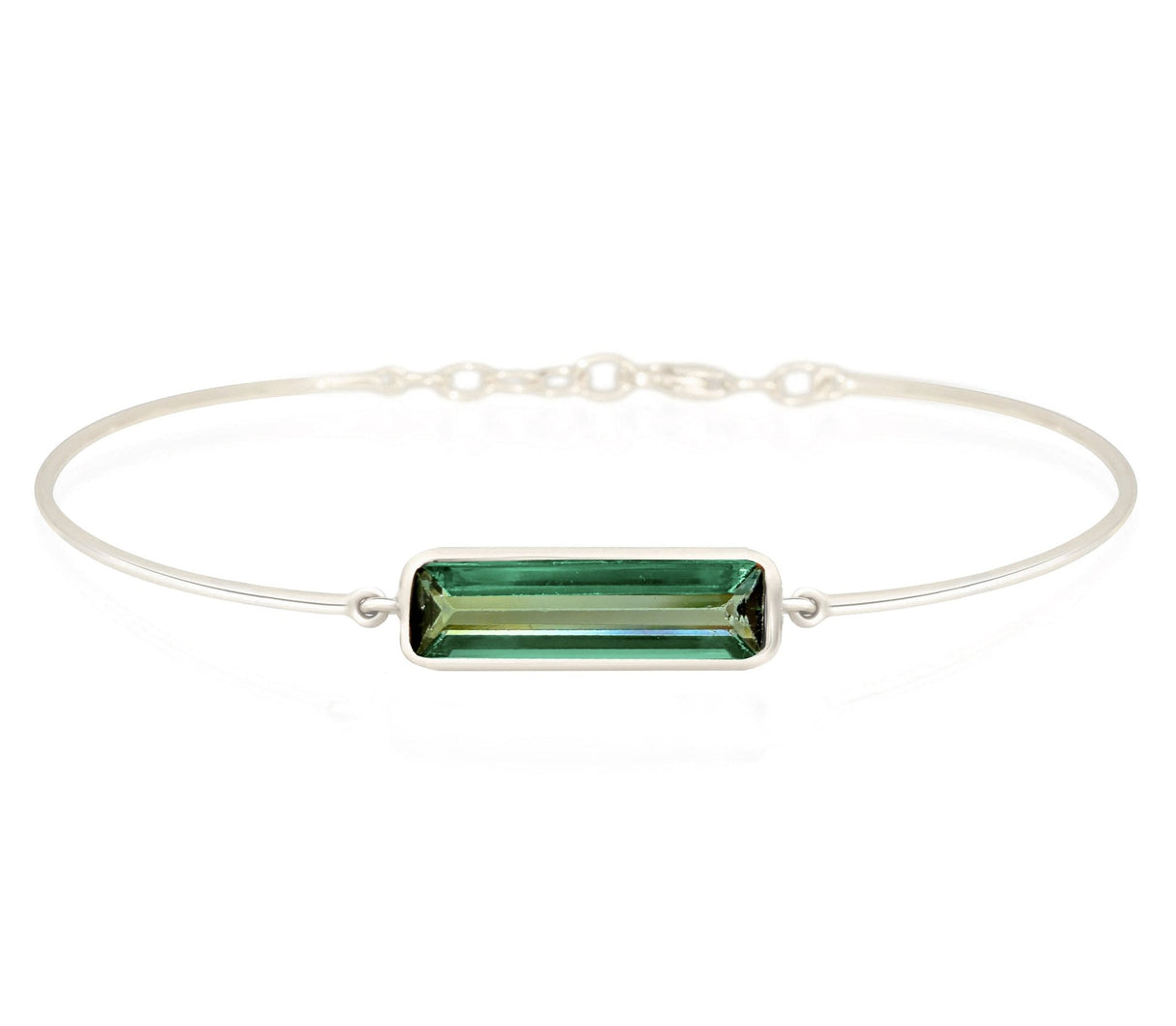 Green Tourmaline Bar Platinum Bangle