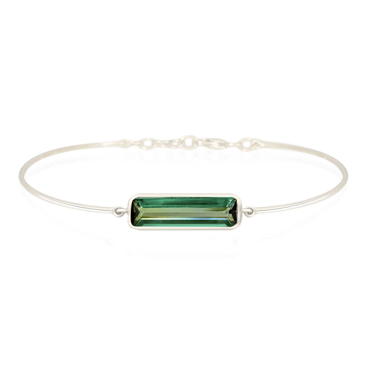 Green Tourmaline Bar Platinum Bangle