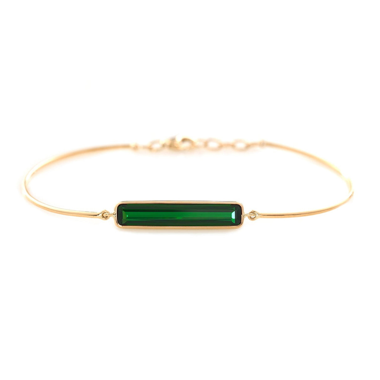 Green Tourmaline Supreme Bar Bangle 18K gold stackable design