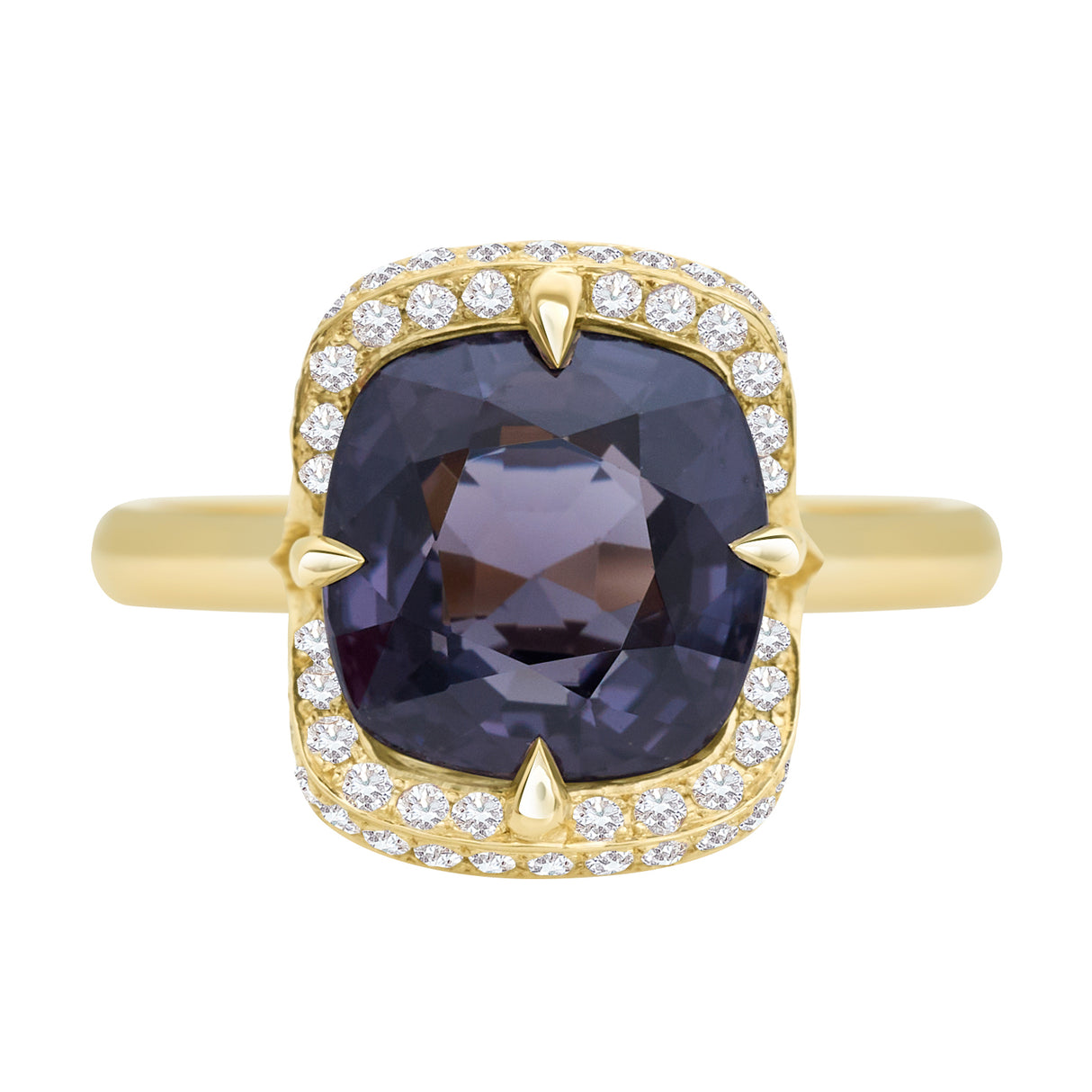 Grey Spinel Aurora Ring 18k gold engagement ring
