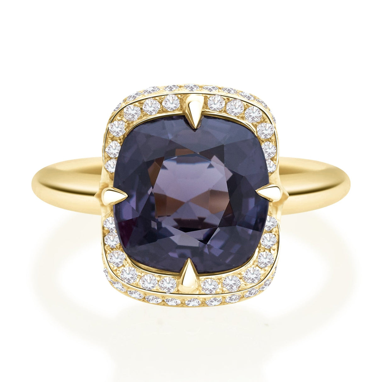 Grey Spinel Aurora Ring 18k gold engagement ring