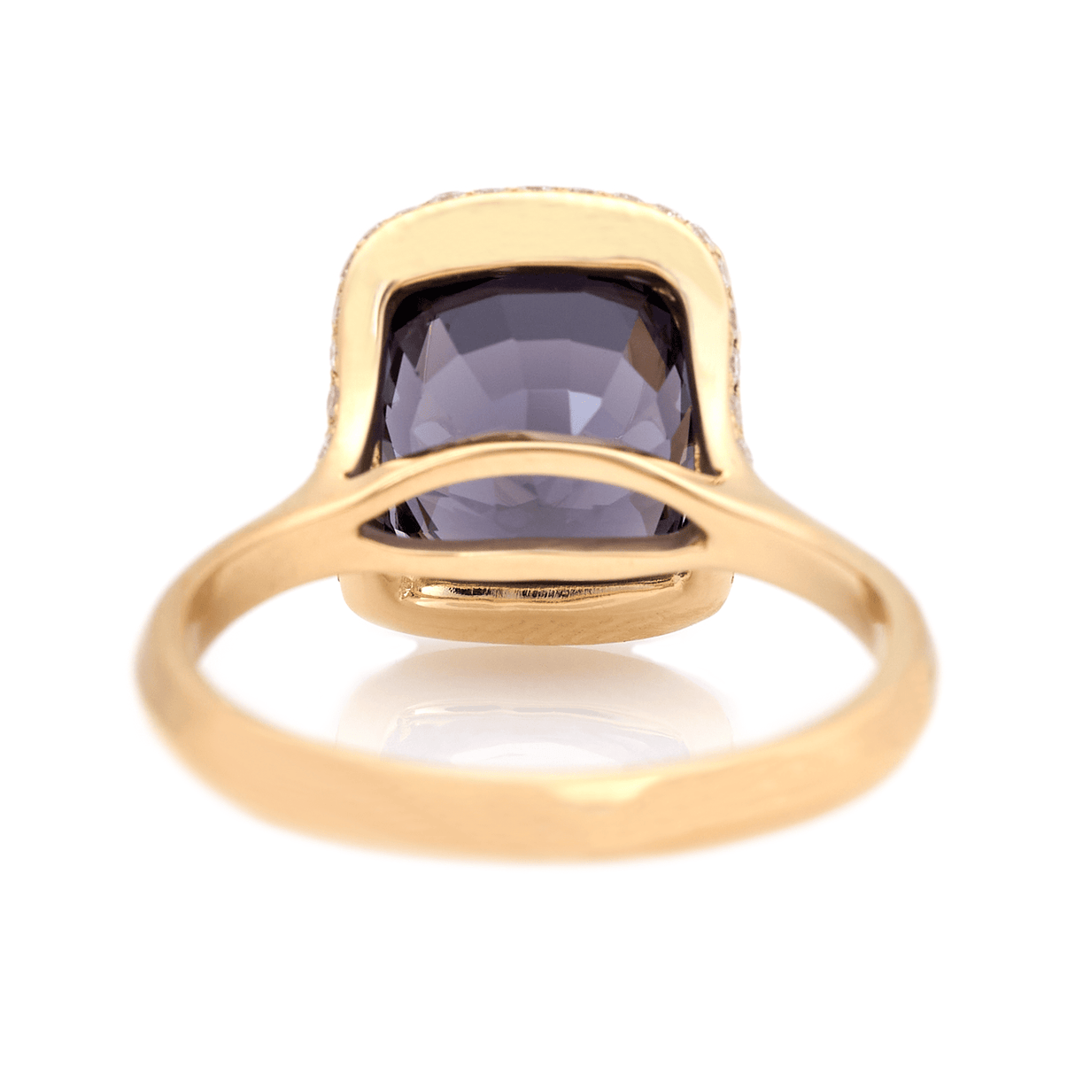 Grey Spinel Aurora Ring 18k gold engagement ring back view