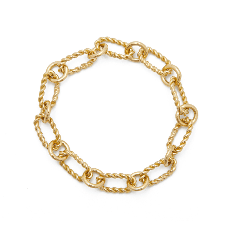 Hand Twisted Chain Ring 14k gold Stackable ring