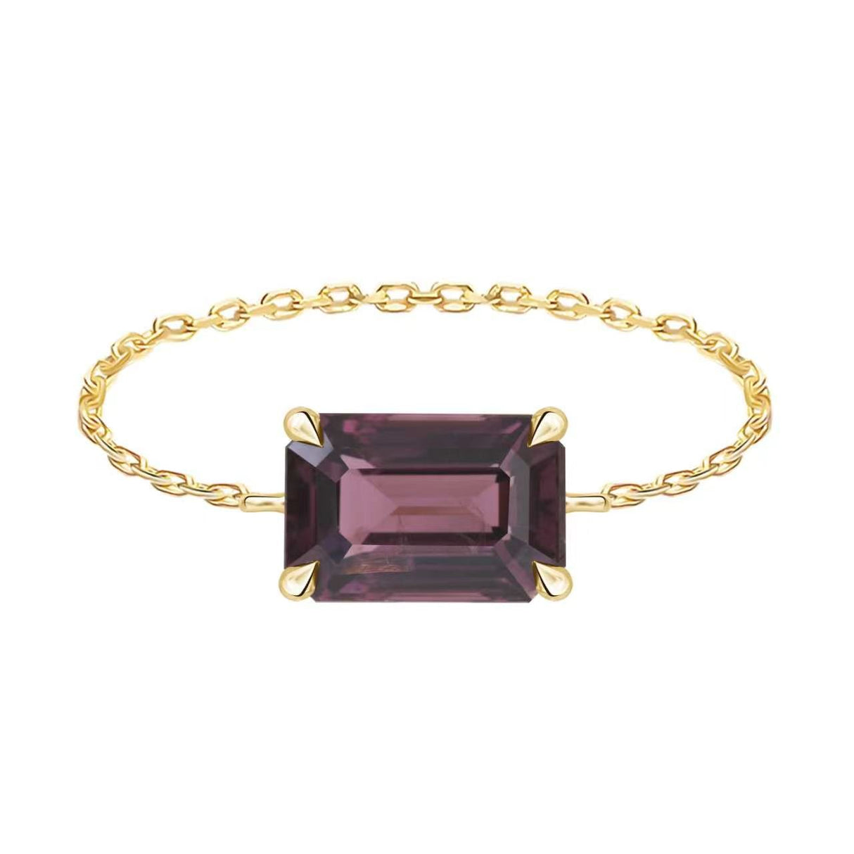 Handmade tourmaline Chain ring 18K Stackable ring 2