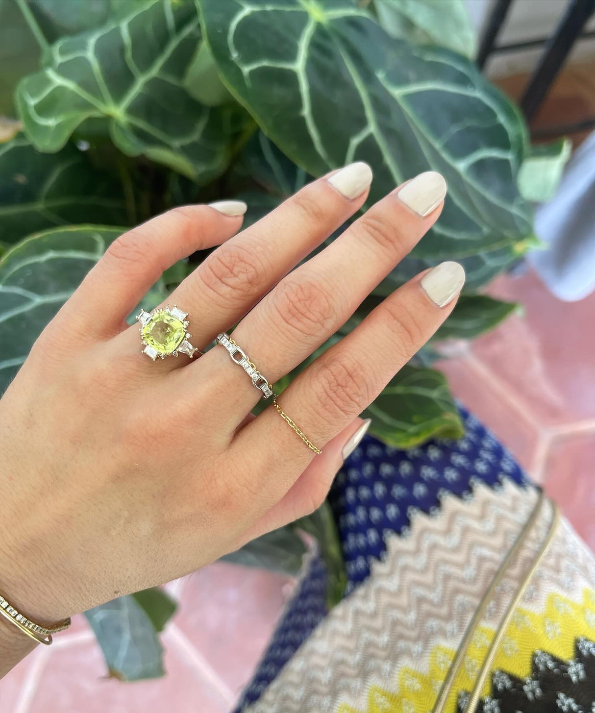 Yellow Chrysoberyl & Diamond Ring