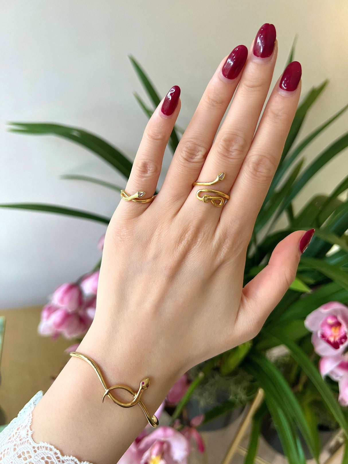 Articulated Aquamarine Snake Ring