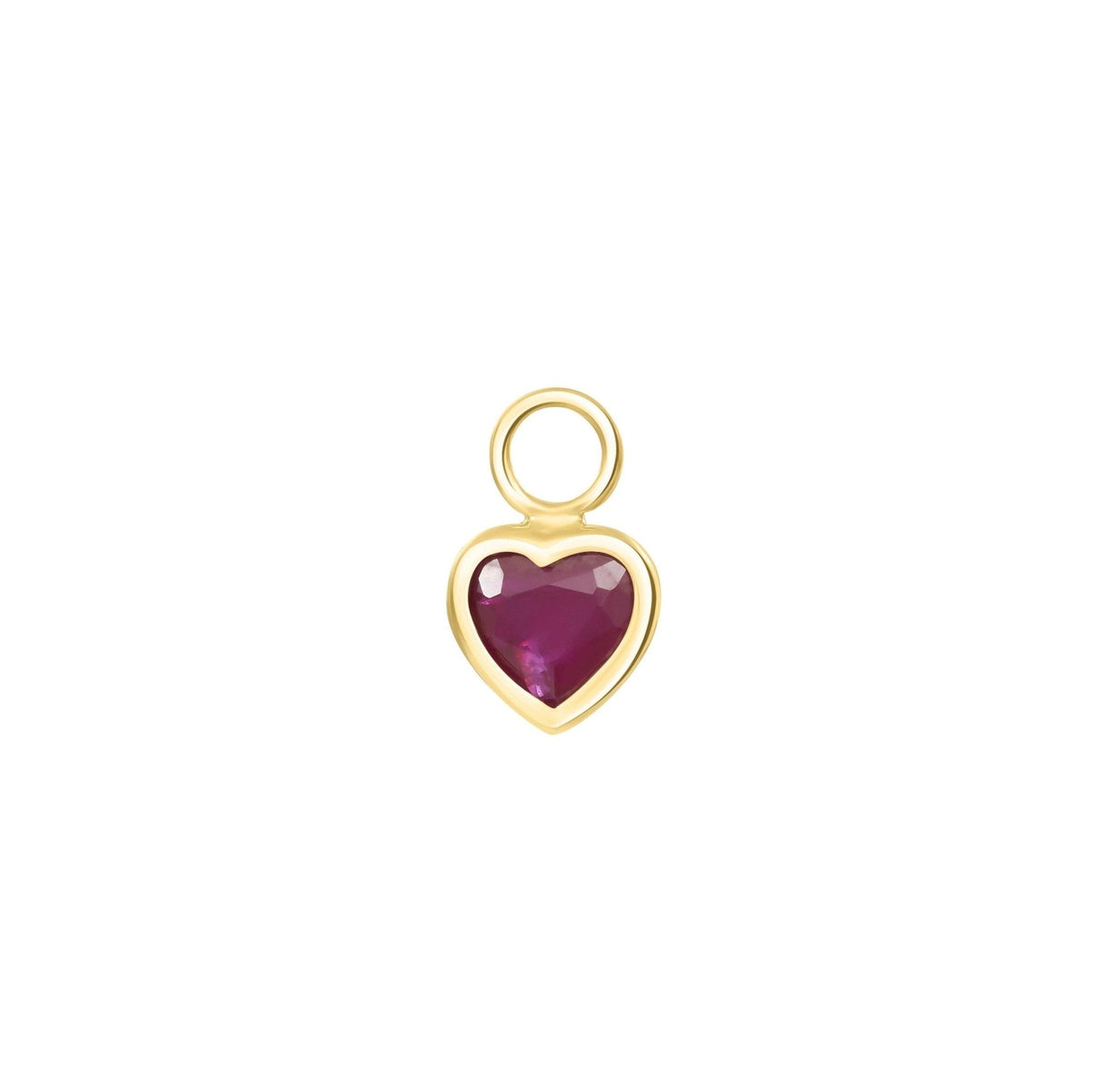Ruby Heart Hoop Charms