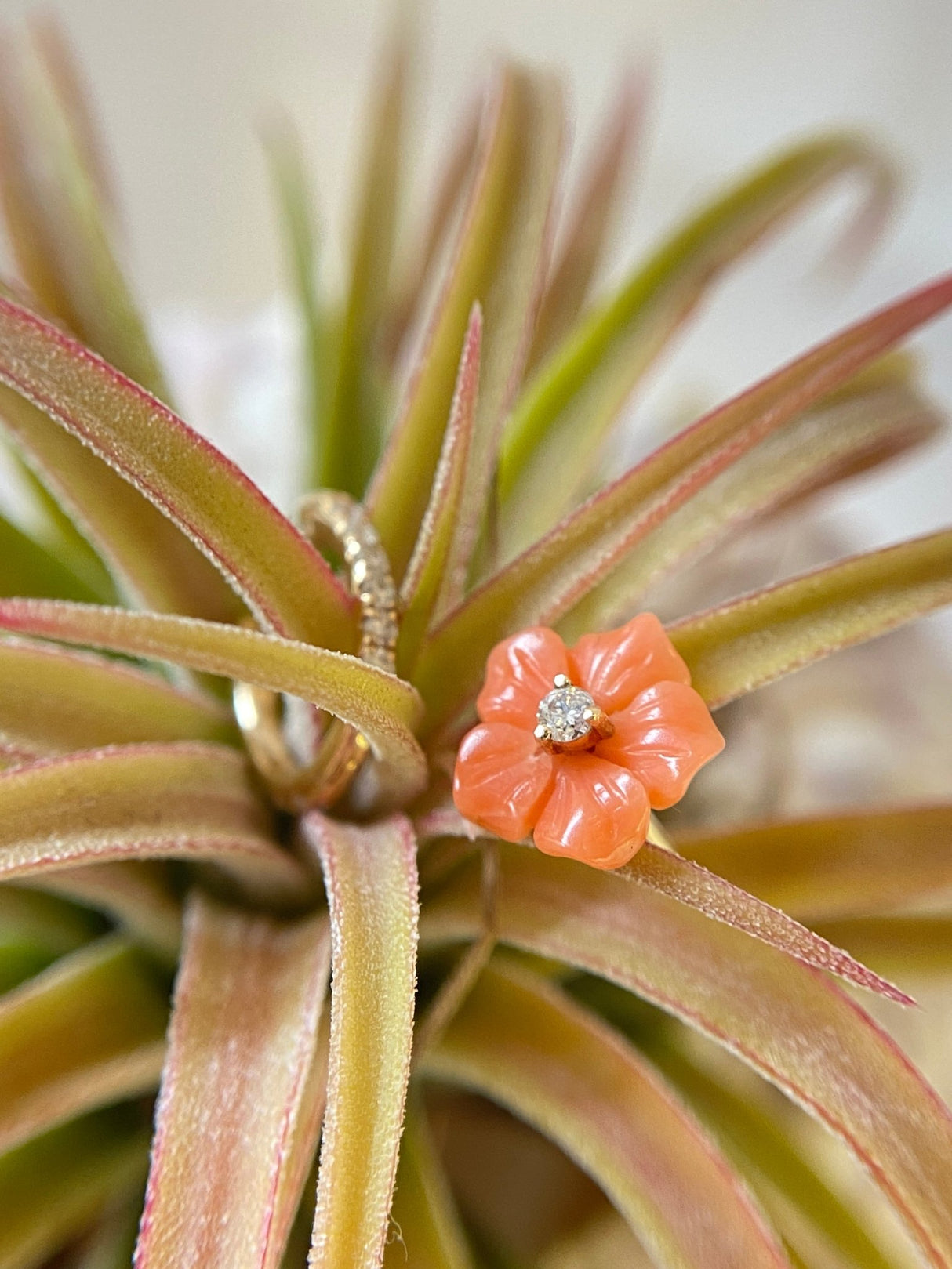 Coral & Diamond Flora Stud