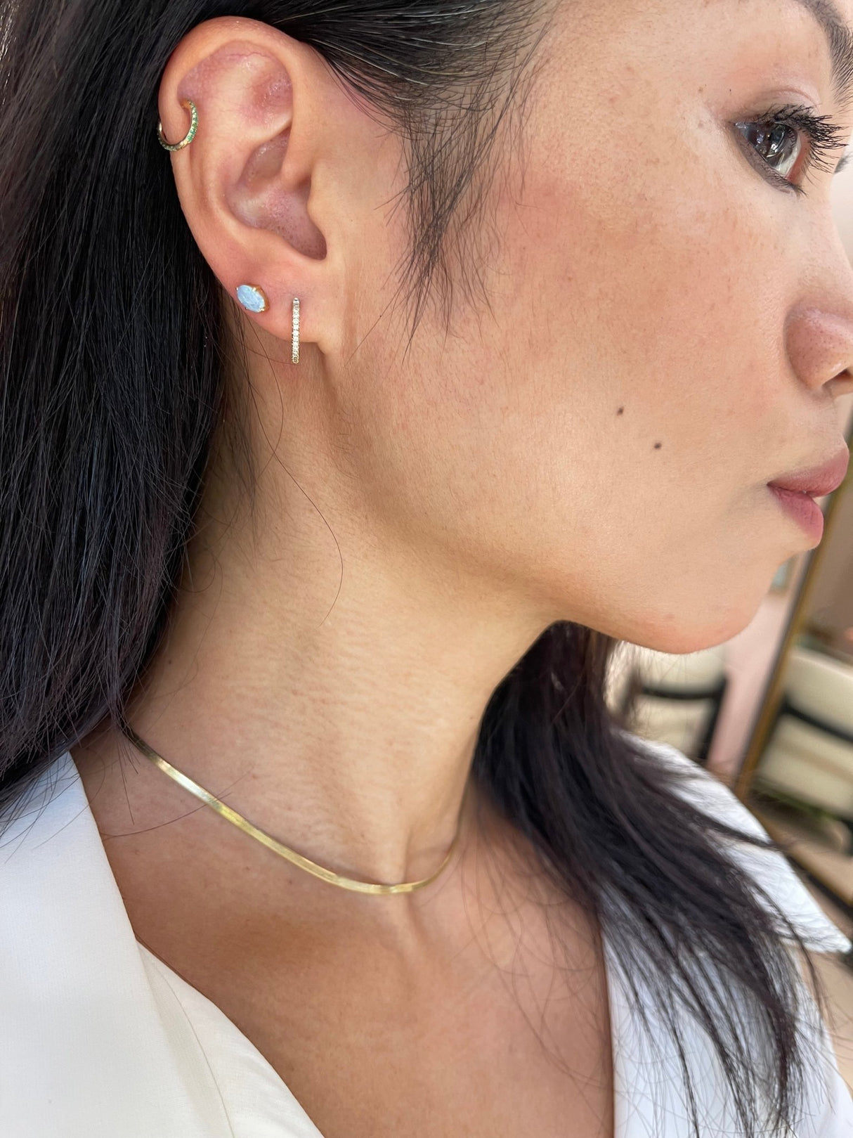 Black Opal Stud Earring