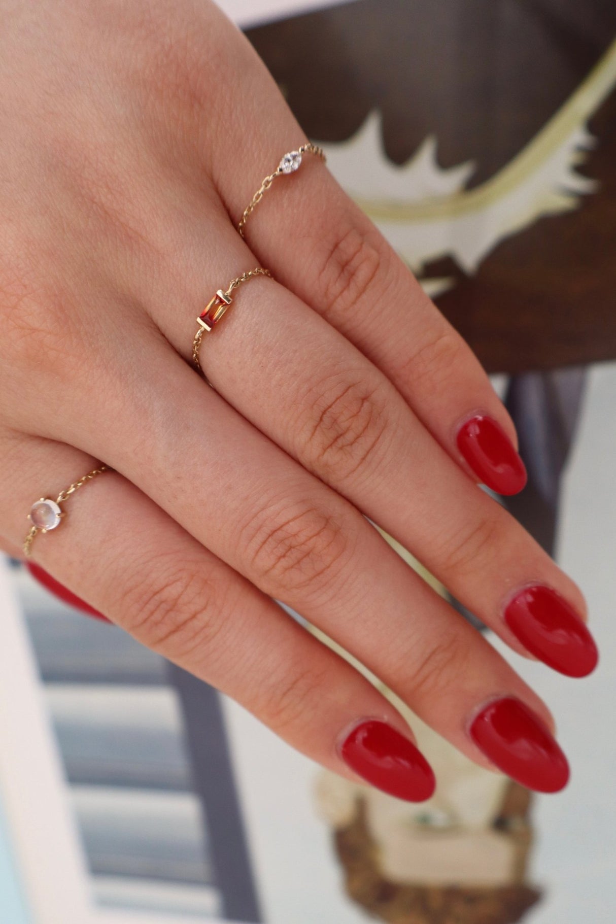 Ombré Sapphire Baguette Chain Ring