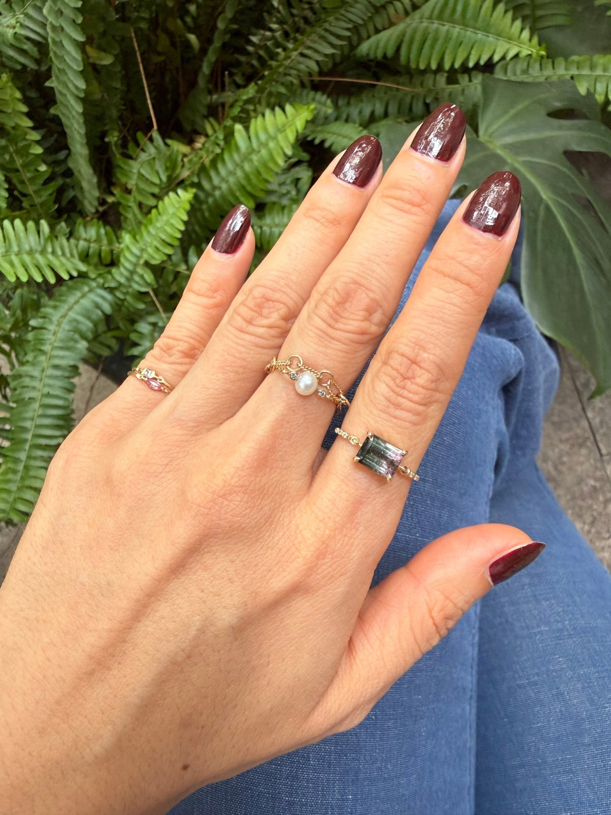 Raven Watermelon Tourmaline Petite Circle Diamond Ring