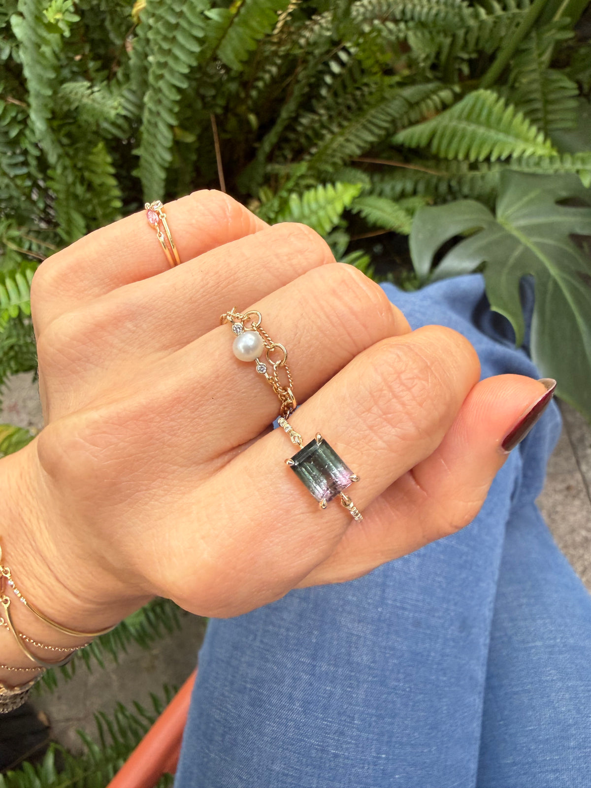 Raven Watermelon Tourmaline Petite Circle Diamond Ring