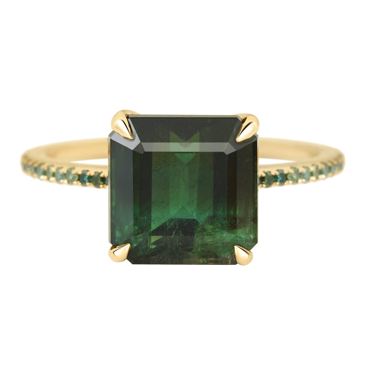 Indicolite_Tourmaline_Green_Diamond_Raven_Bar_Ring_18K_gold_Stackable_Ring