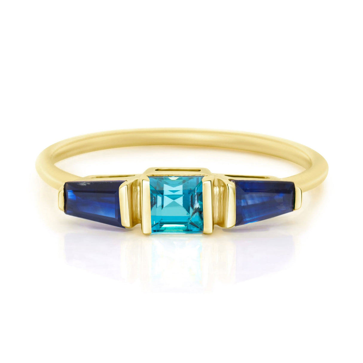 Indicolite Tourmaline & Sapphire Triplet Ring
