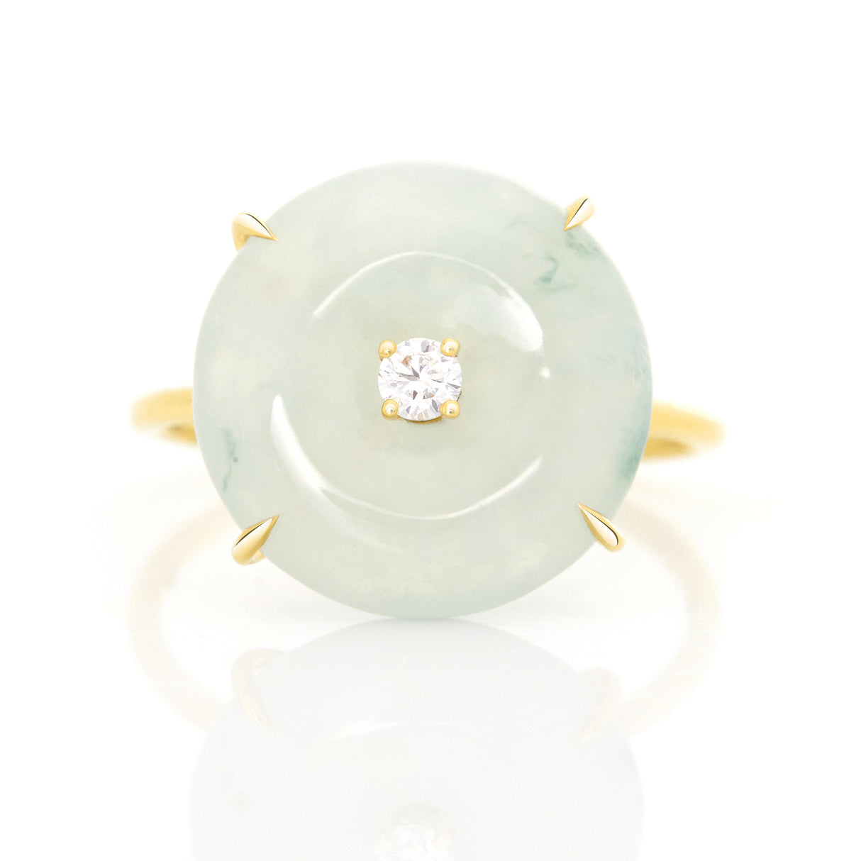 Jade & Diamond Spin Ring 18k gold stackable ring