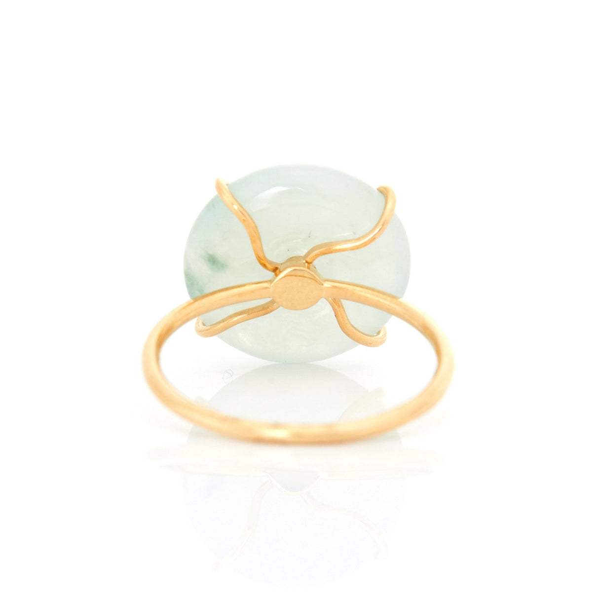 Jade & Diamond Spin Ring 18k gold stackable ring back view