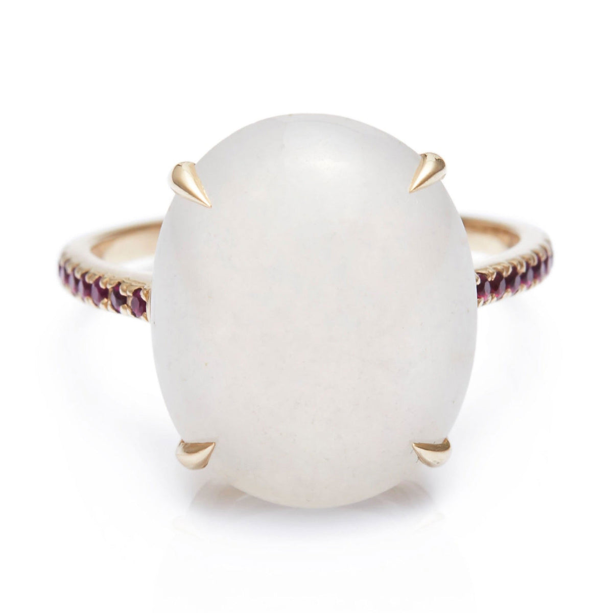 Jadeite & Ruby Globe Ring