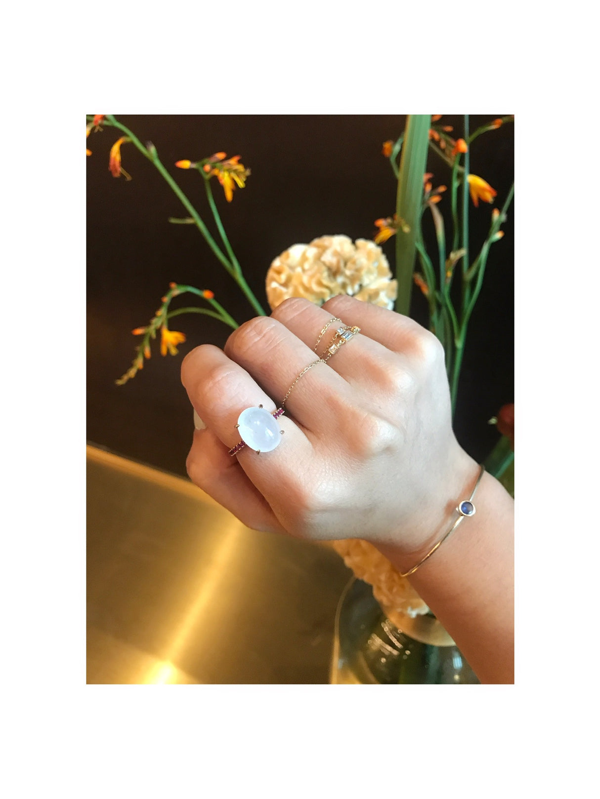 Chic jade & ruby ring handmade by female artisans with sustainably mined gemstones. Effortlessly chic and modern.