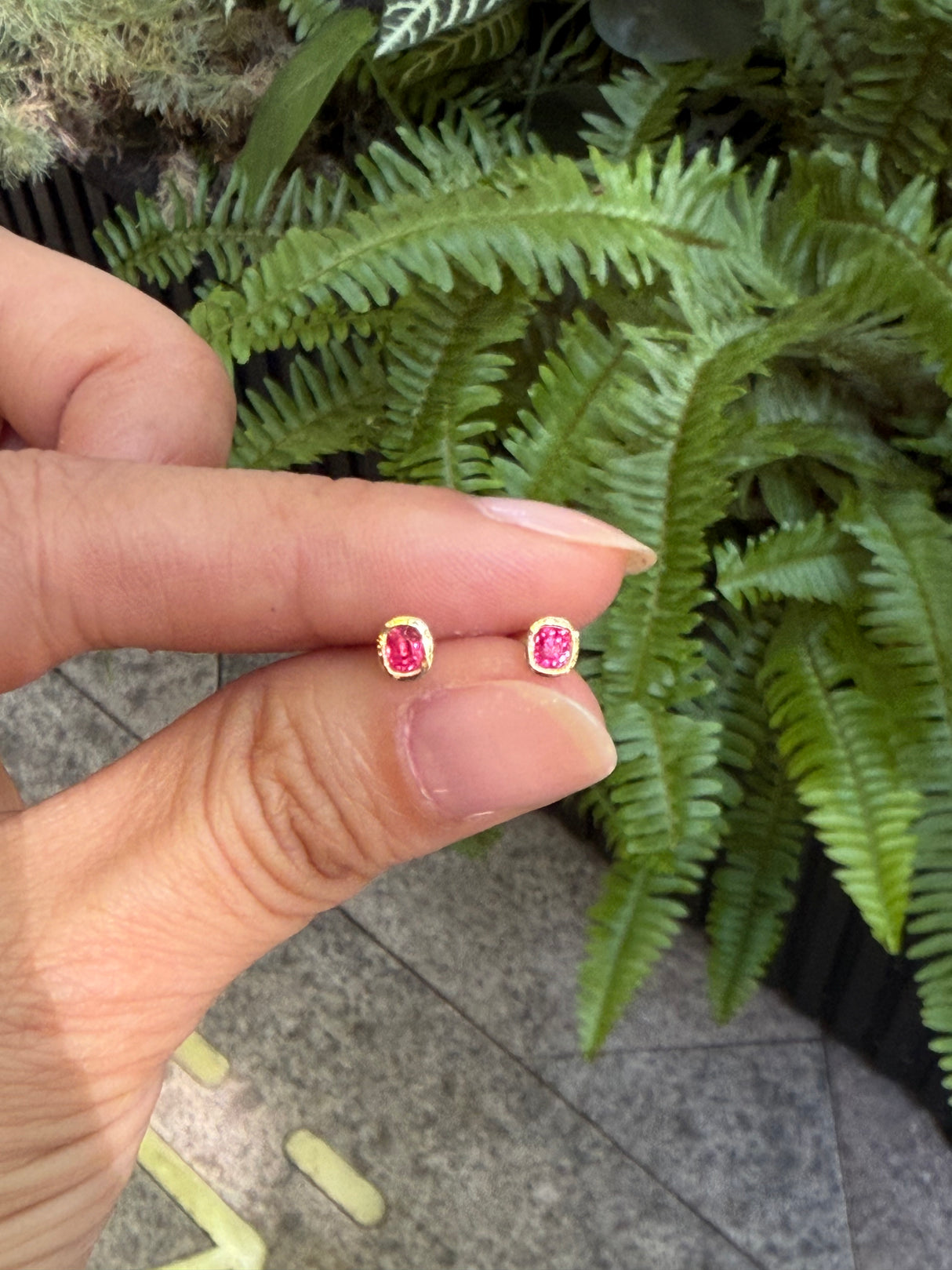 Jedi Pink Spinel Earring on model