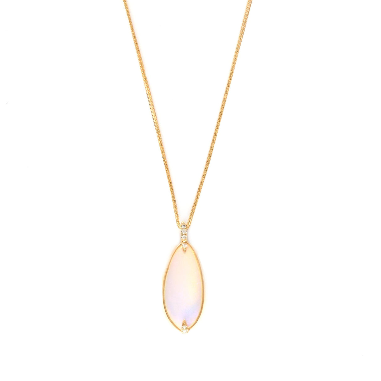Jelly Opal & Diamond Necklace 18k handmade fine jewelry
