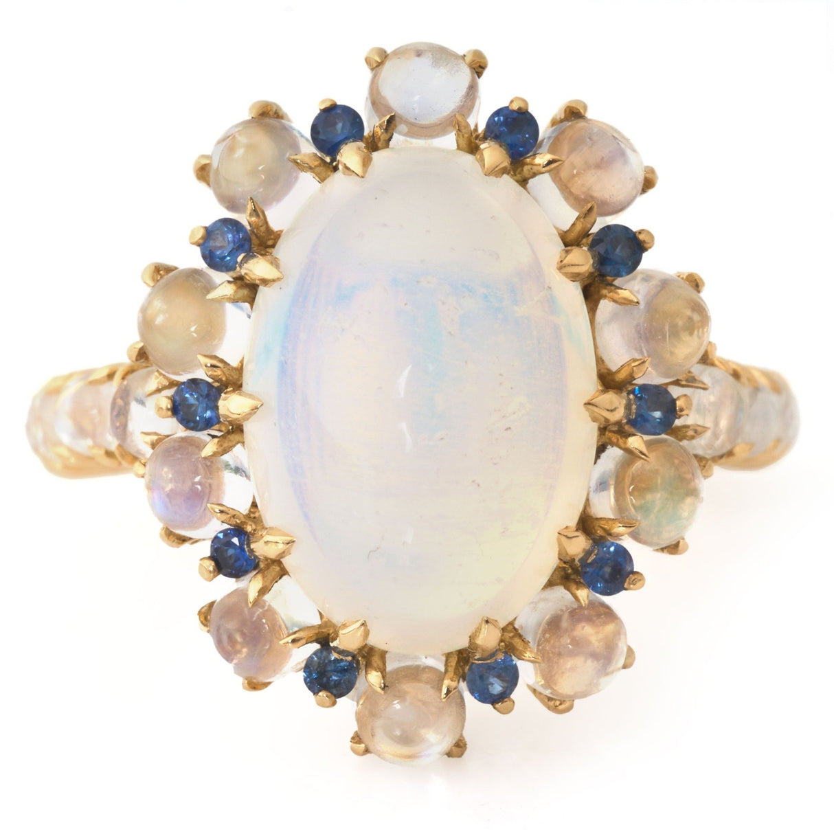 Jelly Opal & Moonstone Bubble Ring 18k gold engagement ring