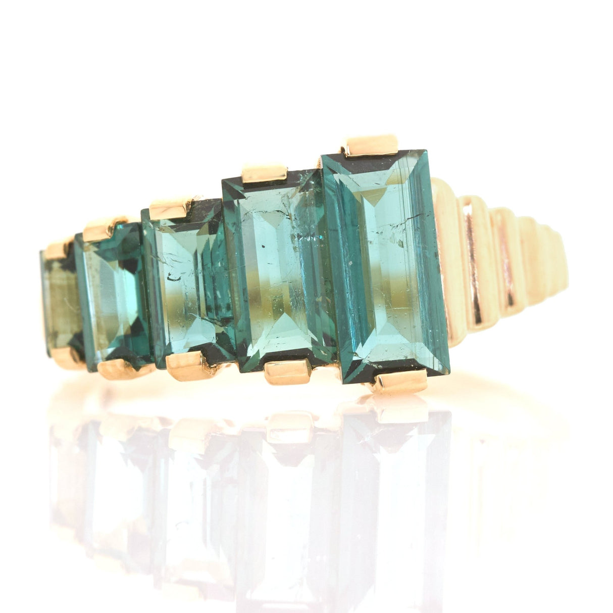 Lagoon Tourmaline Crescendo Ring 18k gold engagement ring