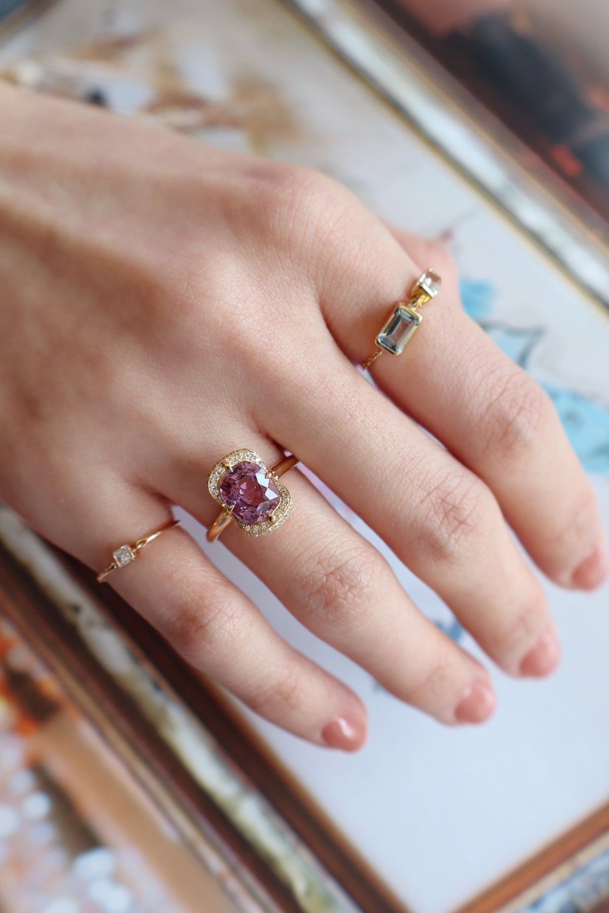 Lavender Spinel Aurora Ring