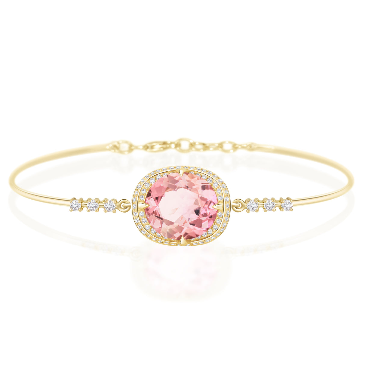 Light Pink Tourmaline Aurora Bangle 18K Gold Stackable Design