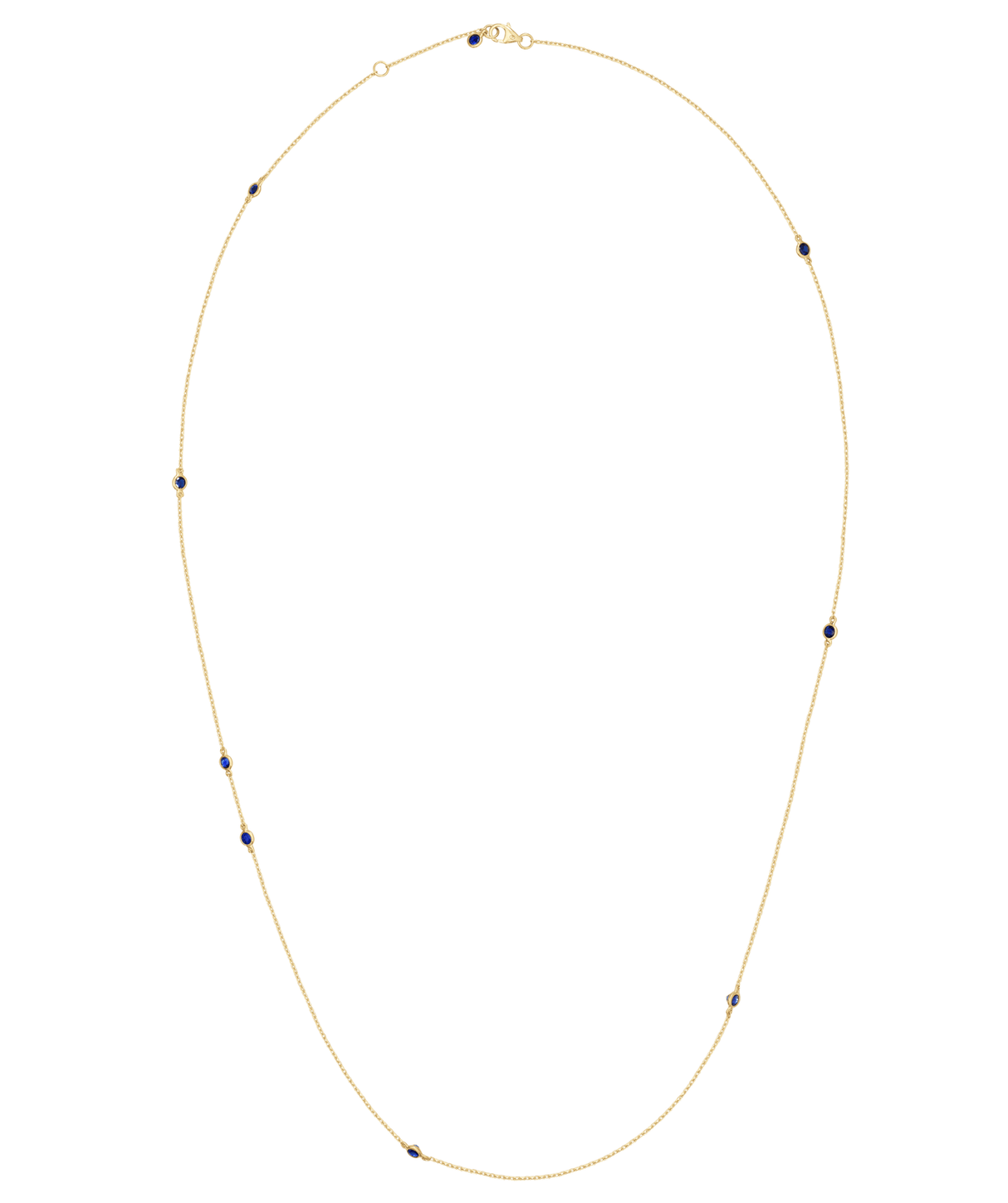 Long Sapphire Dot Necklace 18k handmade fine jewelry