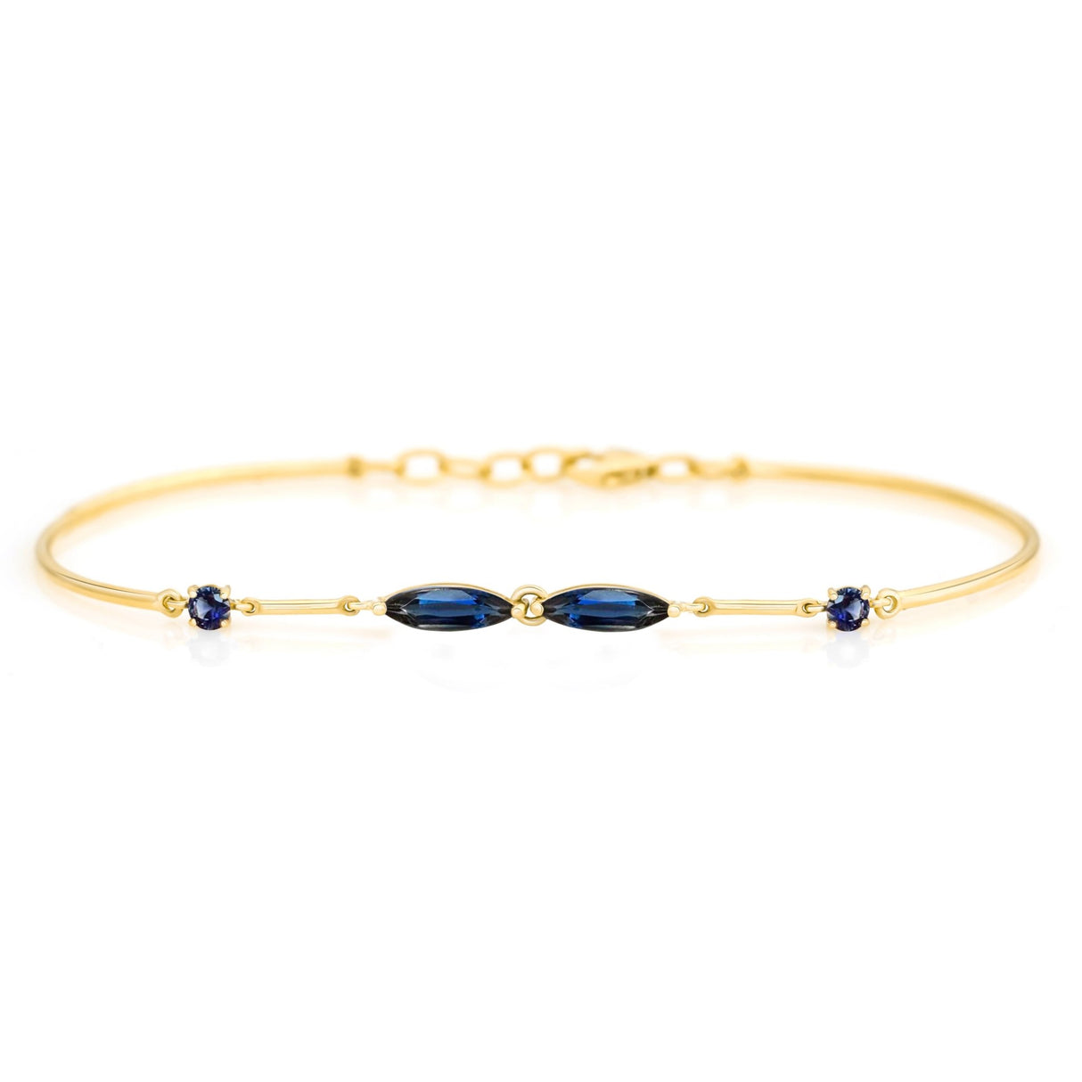 Long Sapphire Duo Bracelet_18k_gold_Stackable_design