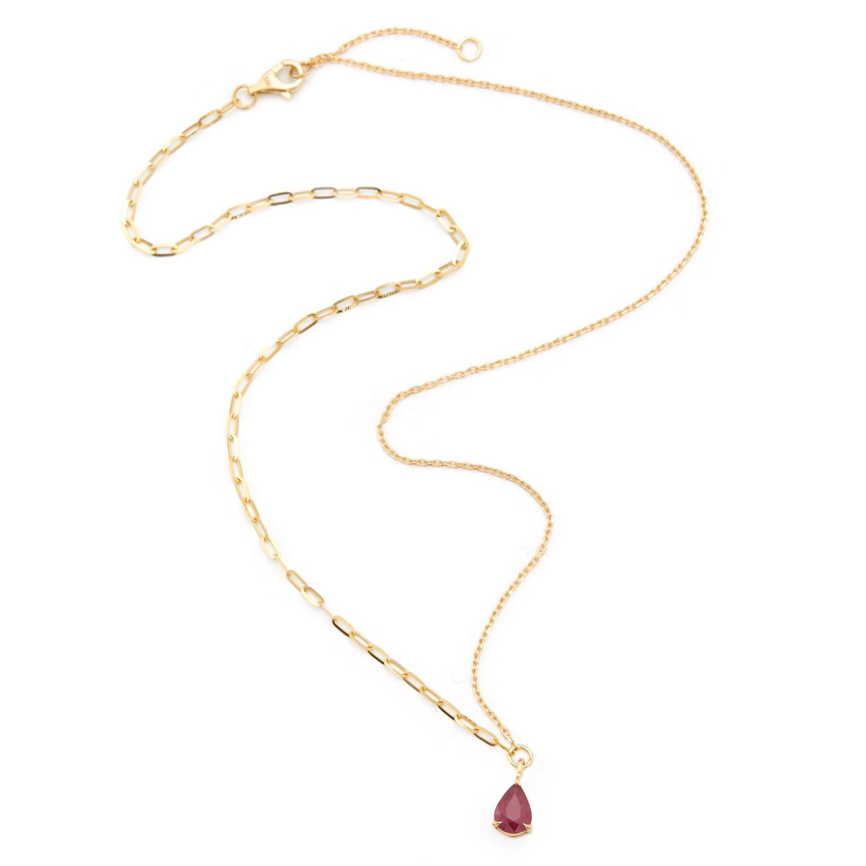 Lucky Ruby Duo Necklace 18k handmade fine jewelry