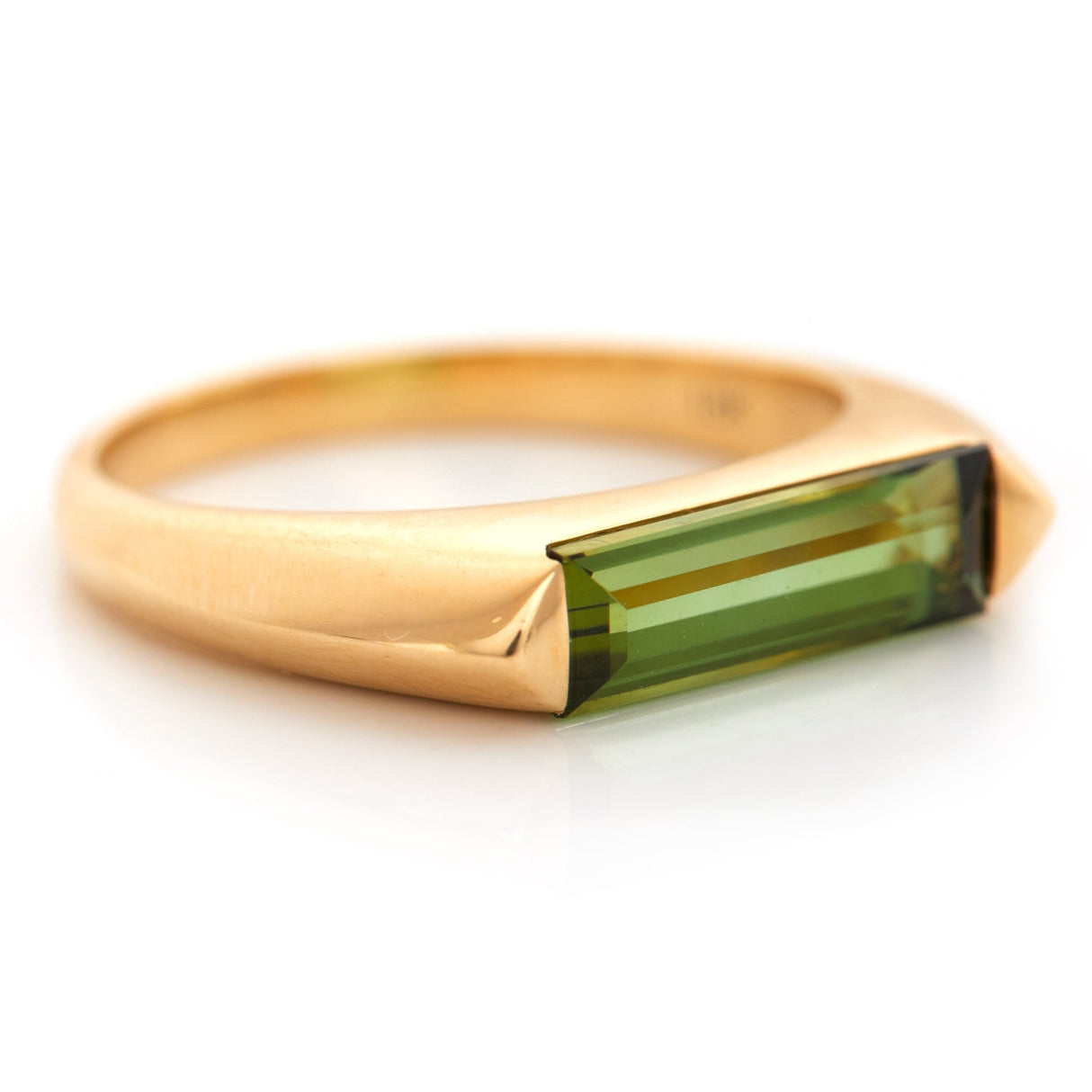 Madison Tourmaline Bar Ring 18k gold Stackable ring side view