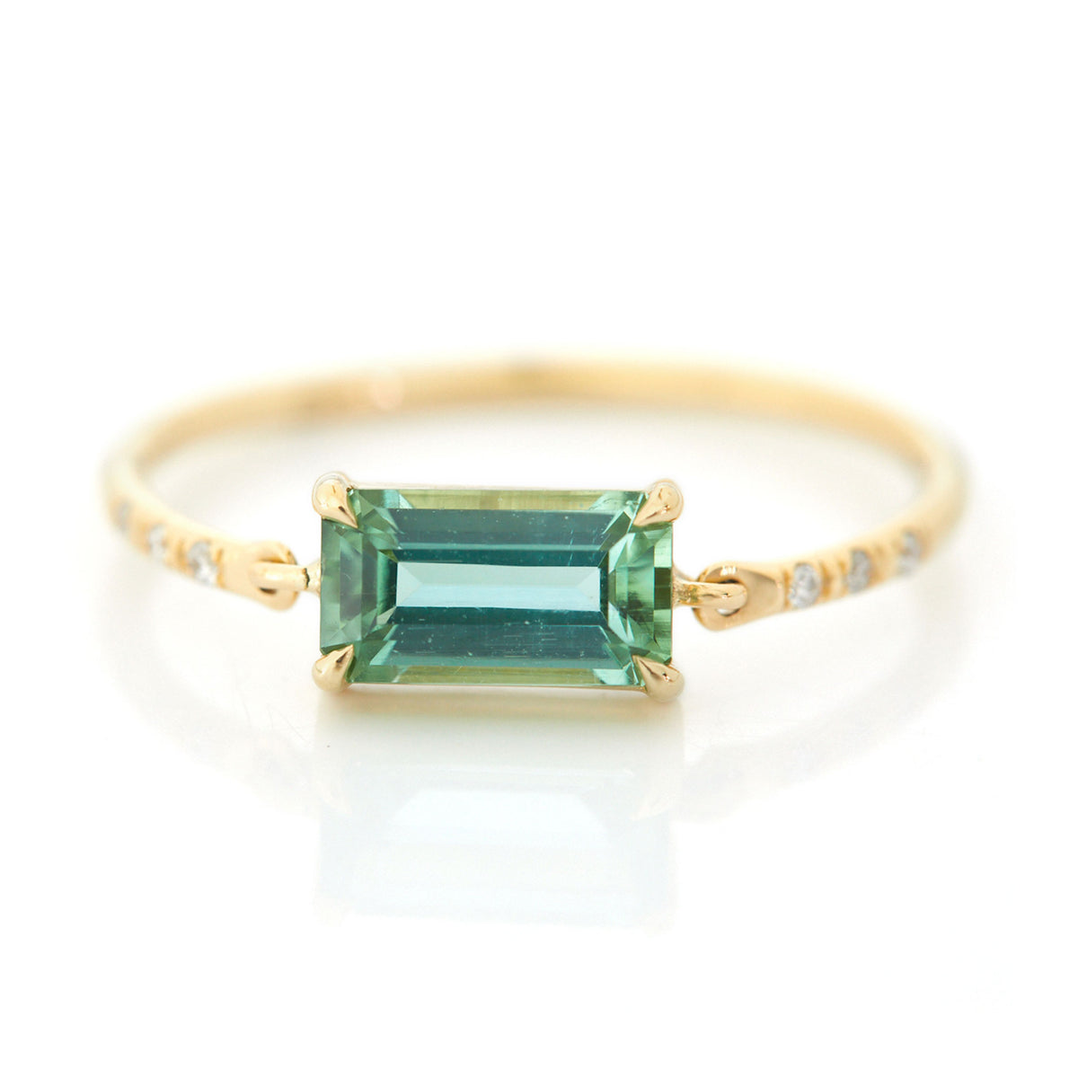 Mint Tourmaline Petite Circle Diamond Ring