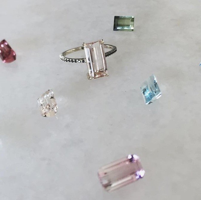 Morganite & Black Diamond Ring