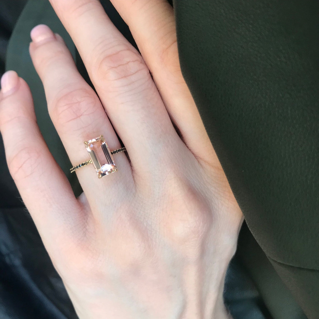 Morganite & Black Diamond Ring